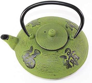 Ironелезен чајник ~ Јапонски антички 24 fl Oz Green Fu lu Shou xi Кинески леано железо чајник Тетсубин со инфузер + подарок за подарок за