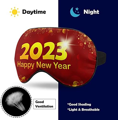 Среќна Нова Година 2023 година Маски за спиење за затемнување на окото со прилагодлива еластична лента ноќно слепило за жени мажи за јога