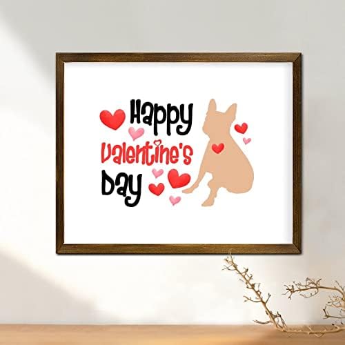 Валентин црвено срце куче силуета дрво врамена wallидна знак среќен ден на вineубените, милениче куче дрво врамена wallид, обесено знак за