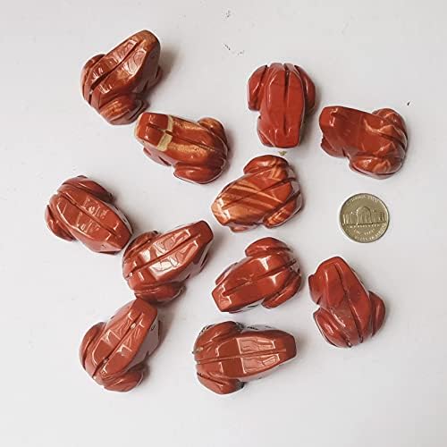 Бакатгем 1 парчиња Црвена џепер -жаба кристали и заздравувачки камени фигурини, 1,5 инчи рачна врежана џебна соба за животни Декор