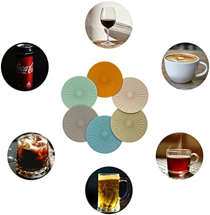 Подлоги за Пијалоци Комплет од 6 Силиконски Подлоги за Пијалоци Подлоги За Нелизгачки Чаши Заштита На Масата Меки Подлоги Машина