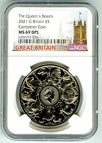 2021 GB 5pnd Велика Британија QEII astsверови на кралицата Комбинирана монета Прво изданија 5PD NGC MS69 DPL