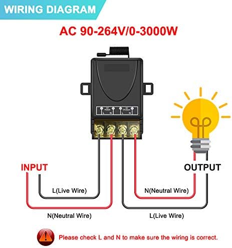 Електроп безжичен далечински управувач прекинувач AC 90V-264V, безжичен RF прекинувач 30A реле светлосниот прекинувач со 984ft 328ft Далечински