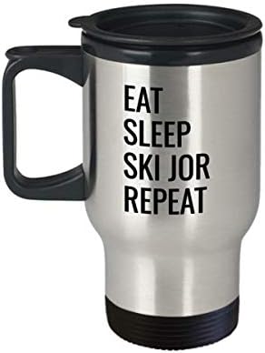 Смешно скијање патување кригла скијач идеја Јадете спиење ски џор повторете за него нејзината мајка татко маж жена роденден ТМ1827