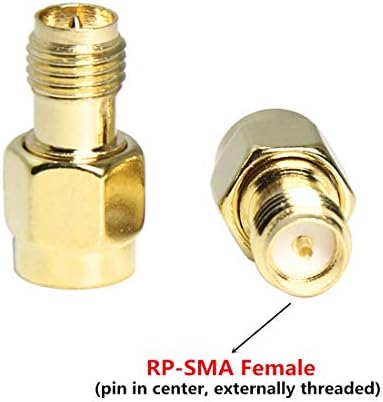 SMA до RP-SMA адаптер, 5-пакет SMA машки пин до RP-SMA Femaleенски адаптер за адаптер за LTE рутер, WiFi антени, FPV беспилотни