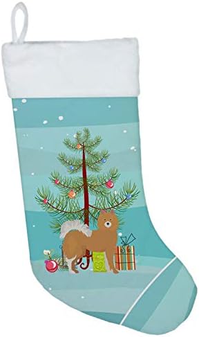 Богатства на Каролина CK3451CS кафеаво и бело ело куче Божиќно дрво Божиќно порибување, камин што виси чорапи Божиќна сезона забава Декорации за семејни празници, укра