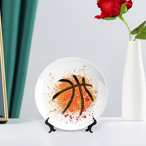 Кошаркарска декоративна чинија тркалезна керамичка чинија коска Кина плоча со приказ за свадба декор за забава