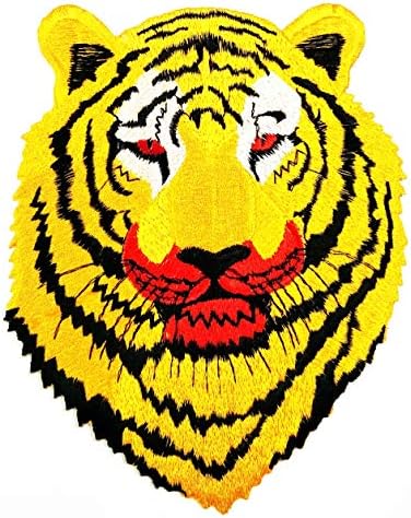 Голем џамбо жолт тигар диви животни цртани филмови за печен украсен значка железо на шиење на амблем DIY лого -јакна за маичка маичка