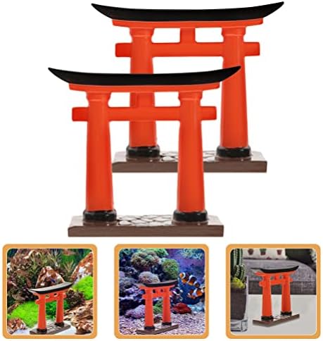 Didiseaon Црвен јапонски Шинто Тори порта 2 парчиња минијатурен аквариум тории украс Зен градина додатоци риба резервоар мост