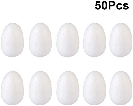 Pretyzoom Забава пена 50 парчиња бела јајце од пена за Велигден, DIY рачно изработено сликарство јајца Велигденски играчки