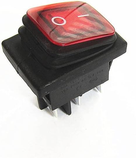 Водоотпорен рокер прекинувач KCD2 KCD4 6 стапки црвен со прекинувач за ламби 29x38mm сребрена контакт со бакарни нозе на вклучување -