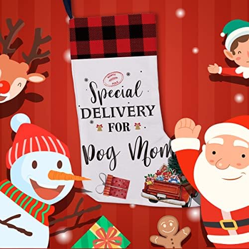 Golsoo Специјална испорака за кучиња Мама Бурлап Божиќно порибување куче дама Божиќ, виси порибни залихи подароци за камин дома