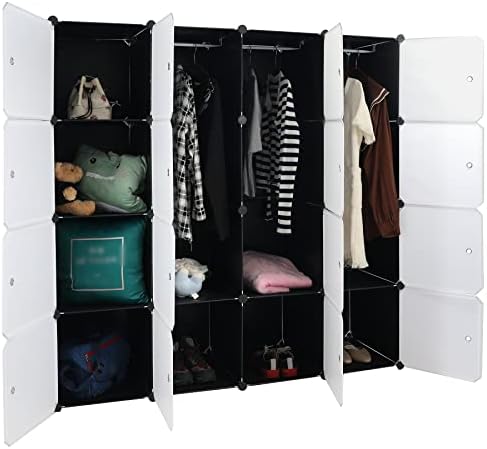 Алупом преносен плакарот гардероба, коцка за складирање на коцка коцка коцка спална соба за виси облека, 16 коцки