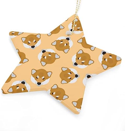 Јапонија Шиба Ину кучиња Керамички сувенир starвезди Божиќни украси новогодишна елка што виси украс во форма на Божиќни украси