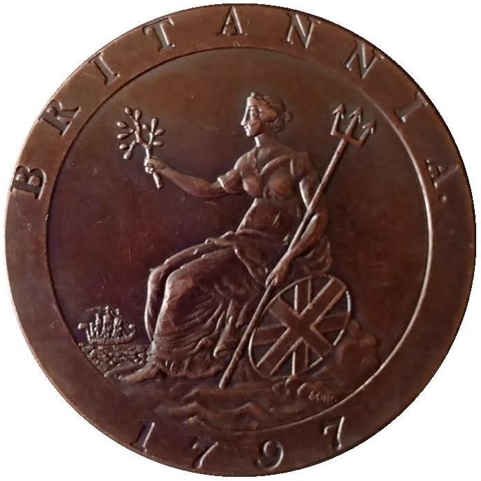 Британска Бакарна Монета 1797 Година Број 36мм Дијаметар Странска Копија Комеморативна Монета
