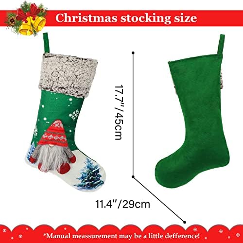 Aopuro 3D Gnomes Божиќни чорапи 3 пакувања, 18 инчи семејни чорапи за Божиќ, камин што виси чорапи, Божиќни ликови за празници за забави