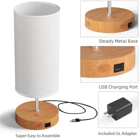 Ламба за табели со Alexpex со USB порта сет на минималист од 2 допири покрај ламбата за спална соба, целосна осветленост и 3 нивоа за