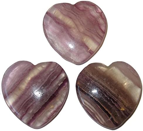 Сатенски кристали флуорит срцев сет од 3 духовни виолетови кристали