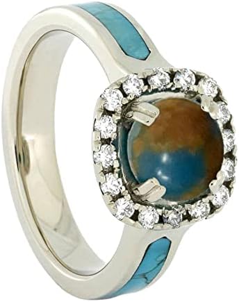 Моден женски тиркизен прстен цирконија дијамантски прстен за венчален прстен за венчавки со големина 11