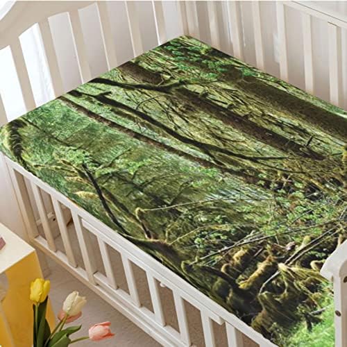 Дождонска шума тематски опремени мини чаршафи, преносни мини креветчиња за креветчиња ултра меки материјали за креветчиња за девојчиња