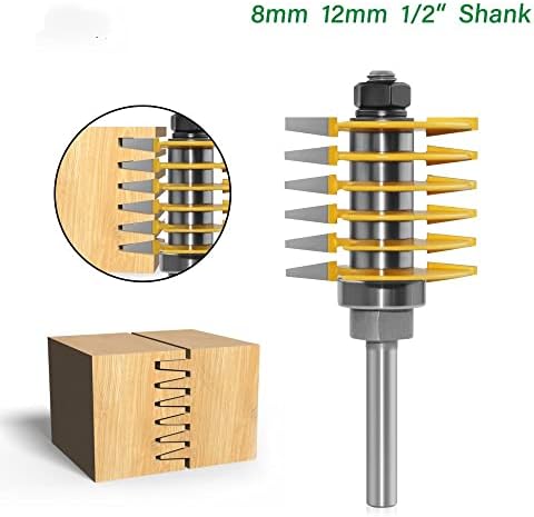 Jrenbox Router Bits 1PC 8mm 12mm 1/2 Shank 2 заби прилагодливи прсти на зглобот рутер бит тенонски секач за индустриско одделение за алатка за дрво