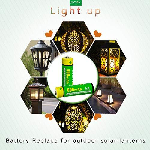 JINTION Ni-MHTER Батерии За Полнење, Двојно Висок Капацитет 1.2 V Претходно Наполнети За Градинарски Уредување Соларни Светла,