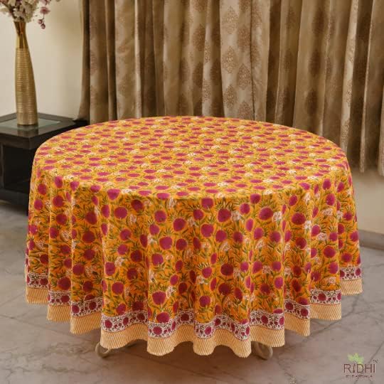 Ridhi tangerine портокалова и меурчиња розови памучни чаршави кујнски трпезарија вечера таблета декор пикник настани свадби
