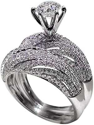 Елегантен двојка дијамантски прстени 2 парчиња луксузен предлог дијамантски прстени искра цирконски брак прстени жени Исклучителни