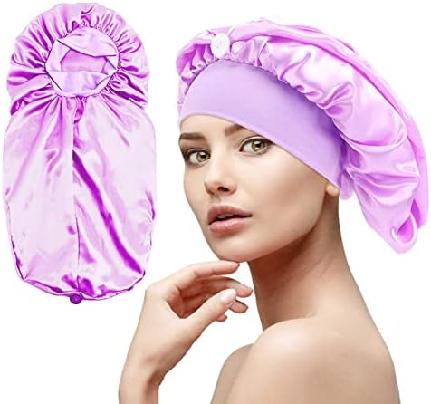 2022 капаче за туширање за жени, еднократно водоотпорно капаче за сатен бања, прилагодлива капа за капење за завиткување на косата за туширање со долга заштита од кос