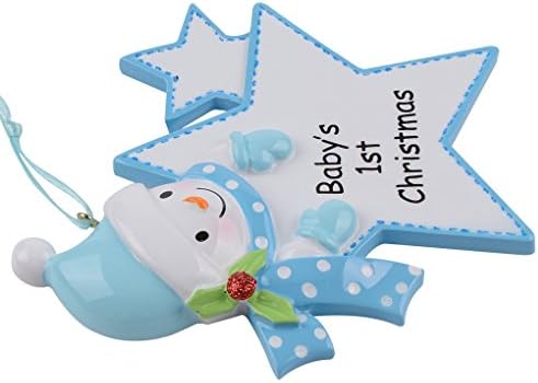 Божиќна украс на 1 -ви смола за бебиња бебе момче/девојче starвезда Божиќ персонализиран подарок