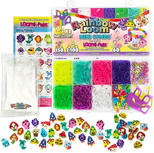 Rainbow Loom® Loomi-Pals ™ Mini Combo Set, има 60 симпатични разновидни шарми и богатство пастелно издание, 8000 гумени ленти во