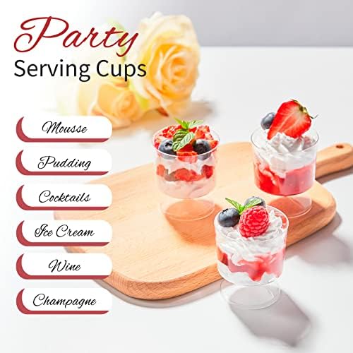 Zezzxu 100 пакувања 2 мл мини десерт чаши, чаши за еднократна употреба мезе чаши со мули мали пластични чаши за вино за сервирање на