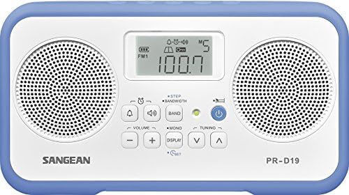 Sangean PR-D19BU FM Stereo/AM дигитално подесување Преносно радио со заштитен браник и ADP-PRD18WH Адаптер за вклучување на AC за модели PR-D18,