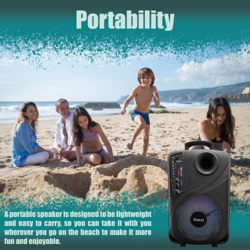 Iburst Portable Bluetooth PA Speager System 600W Полнење на надворешно субвуфер, микрофон во, партиски светла, USB, радио,