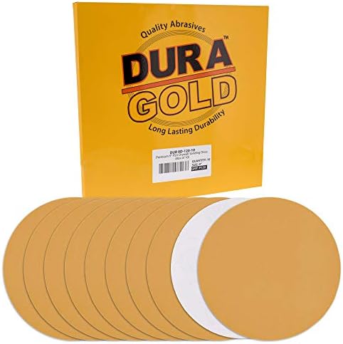 Дура -злато Премиум 9 Дискови за пескарење со сув wallид - 120 решетки - дискови од шкурка со PSA само лепило за лепливи лепила, абразивни