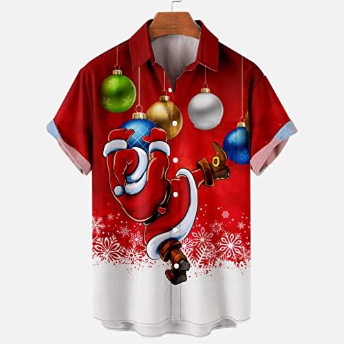 Божиќни кошули на Синзелимин за мажите кратки ракави врвови мода 3Д печатење на кошулата на Хаваи надолу од лаптовата кардиганска
