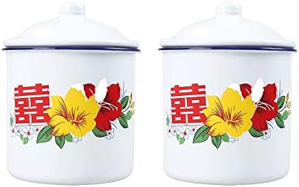 Џинру Баохуа 12оз емајлирани шолји Во Кинески стил, шолји за кафе, чаши за чај, кригла За Пиво, чаши 2 парчиња