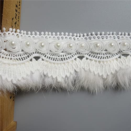 Eyhlkm бела фаукс вилус чипка трим бисер цвет везена лента ткаенина рачно изработена облека за венчаница за занаетчиска облека занаетчиска облека