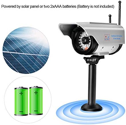 Безбедност на лажна симулирана надзор, соларна енергија со една LED лажна камера за безбедност на камера Сребрена кукла камера затворен