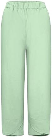 Ајомет Капри панталони за жени, женски високи половини летни капри панталони пријатни еластични панталони за половината етнички стил печатена панталона