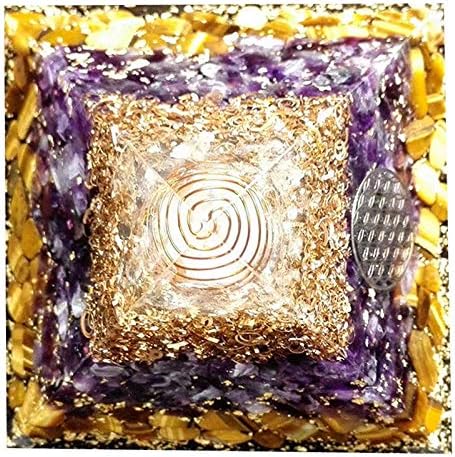 Sharvgun Amethyst и Tiger Eye Stone Reiki симбол пирамида природен кристален оргон Реики