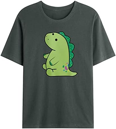 Машки смешни слатки кошули со диносауруси трендовски кратки ракави екипаж маица обични толеви за пукалови за момци