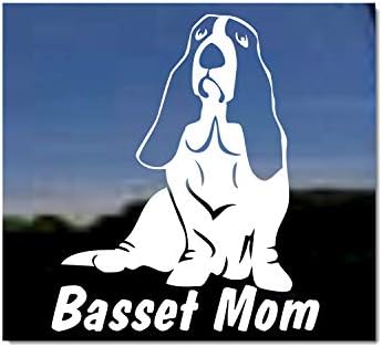 Басет мама | Налепница за автоматско прозорец за кучиња Basset Hound Dog Vinyl