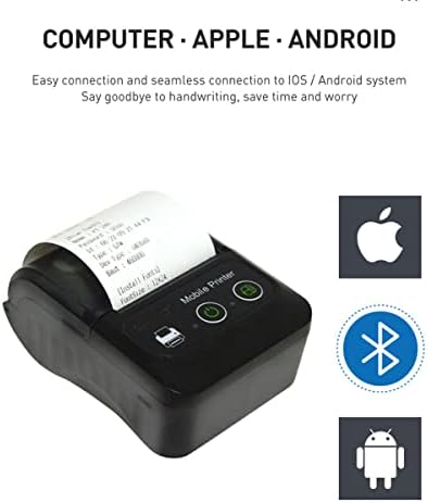 Со U -возачки диск Bluetooth приемот за прием, 58мм мини безжичен POS печатач мобилен термички печатач за кожен ремен за печатач мал бизнис,
