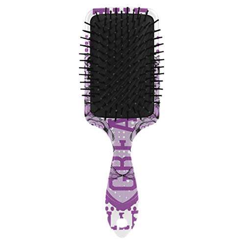 Четка за коса со перничиња од Vipsk, пластична шарена виолетова роза череп бела, соодветна добра масажа и анти статична четка за коса за да