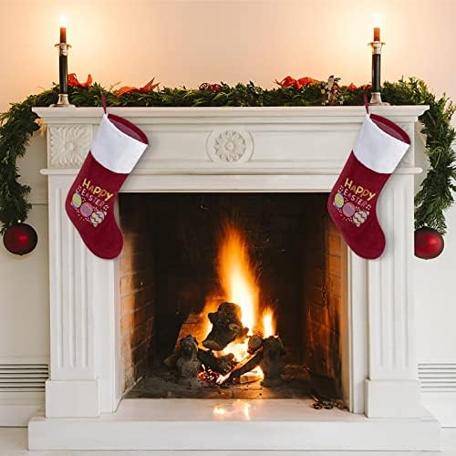 Среќни Велигденски Јајца Божиќни Чорапи Бели Супер Меки Кадифен Моден Божиќен Декор Божиќни Чорапи