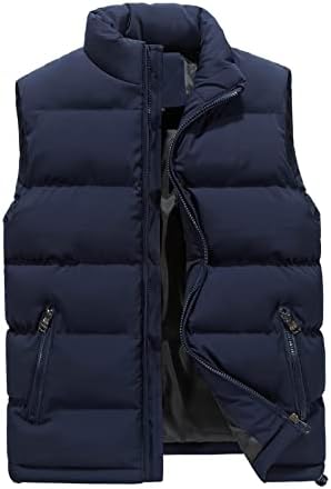Венкомг1 зимски пуфер елек за мажи, лесен спакуван ски -елек за скијање на ракави без ракави, отпорна на вода за надворешна облека