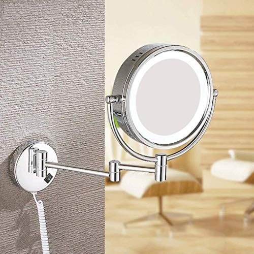 Rowita Vanity Mirror, Mirkip Mirror Vanity Mirror LED осветлен wallид монтиран 7x зголемување од двострана 360 ° вртење на козметичко огледало за бања