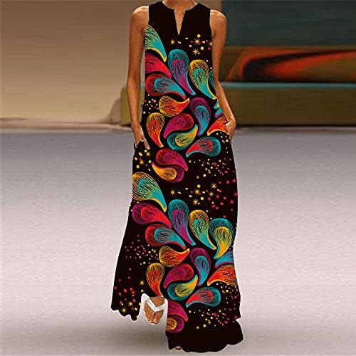 Зефотим фустани за жени 2023 година со долг ракав против вратот цветна шутница плус големина нивоа гроздобер бохо обичен макси фустан