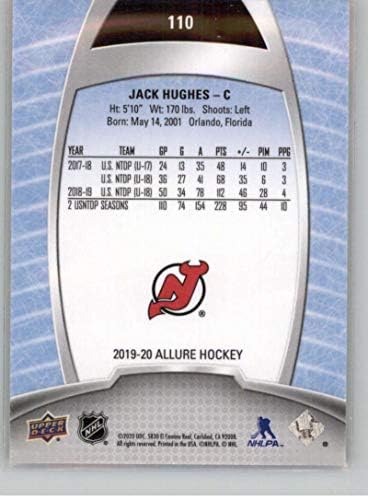2019-20 Горна палуба Алур 110 Jackек Хјуз РЦ Дебитант СП Кратко печатење Newу Jerseyерси ѓаволи NHL хокеј за тргување со картички
